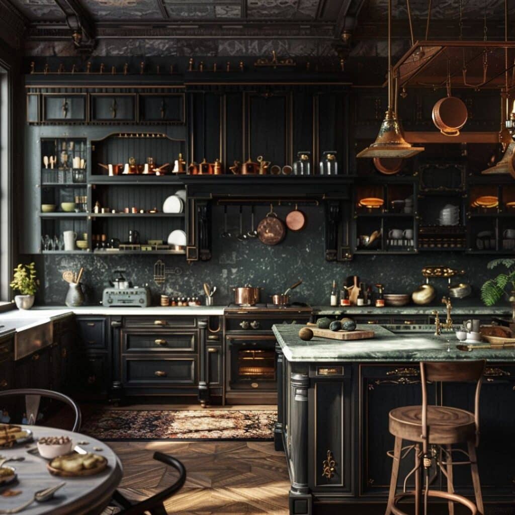 dark academia kitchen idea