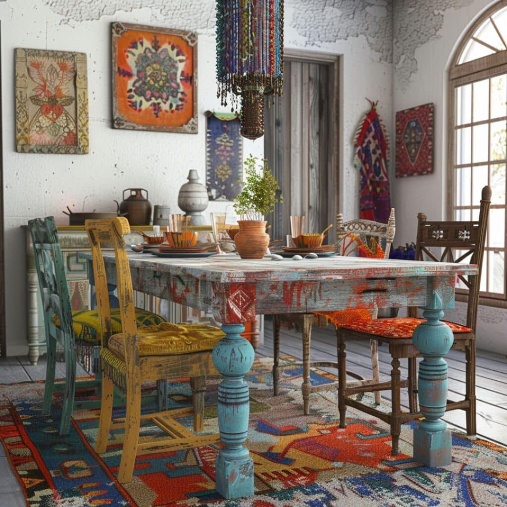 eclectic boho dining room interior design