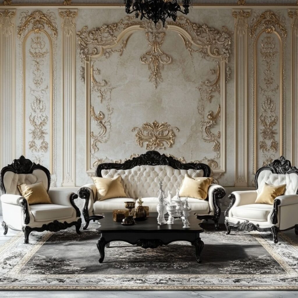 Black And White Baroque Living Room