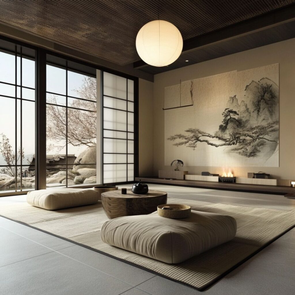 Japanese Living Room With Neutral Colors