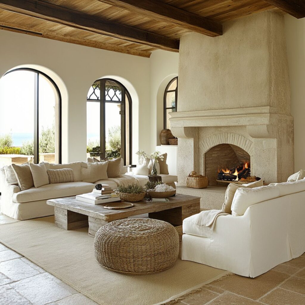 Neutral Mediterranean Living Room