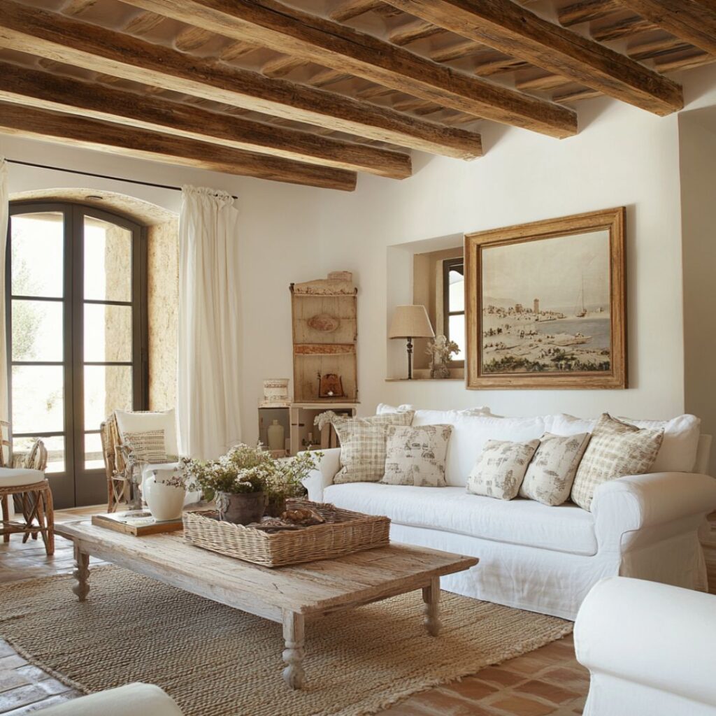 Spanish Living Room With Wooden Beams