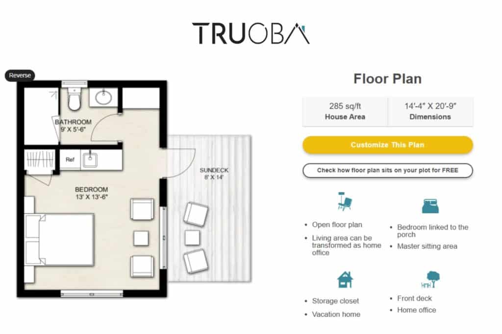 truoba one story tiny house floor plans