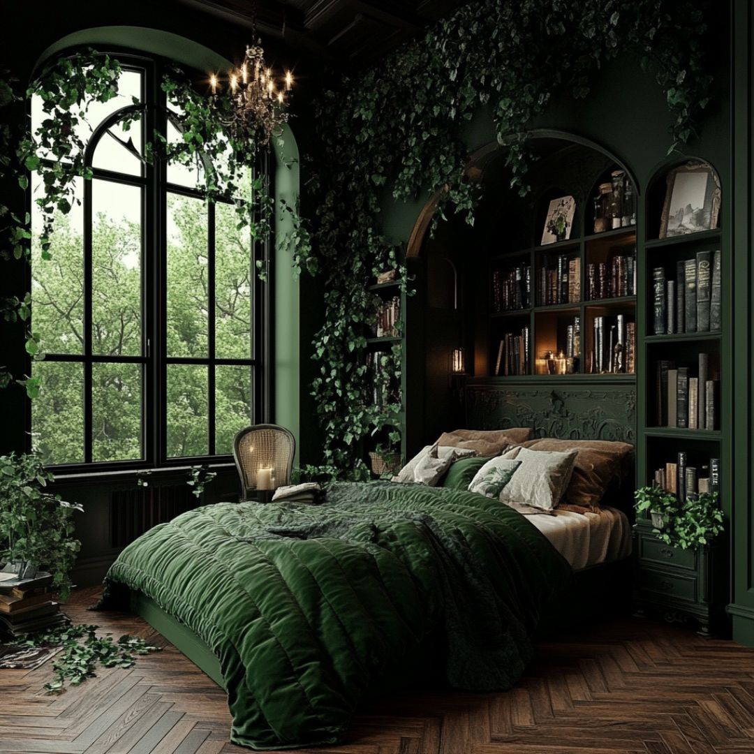 Embracing the Mystery of Dark Green Dark Academia Bedroom Decor