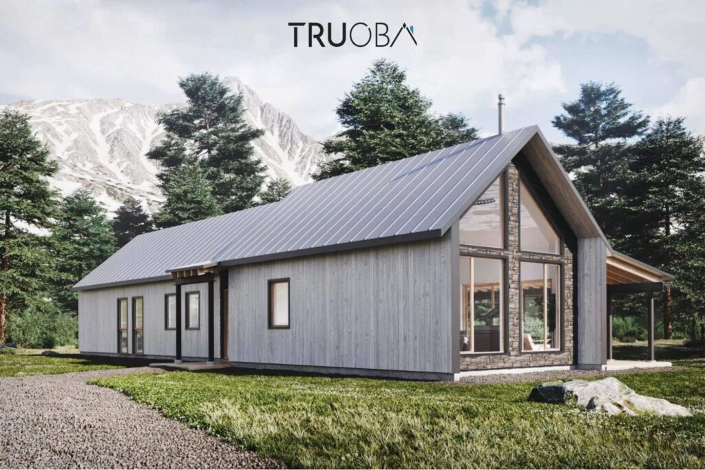 1200 sqft Modern Cabin-Style 2-Bedroom 2-Bathroom House Plan