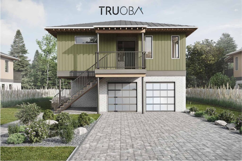 1758 sqft Modern Raised-Ranch 4-Bedroom 3-Bathroom House Plan