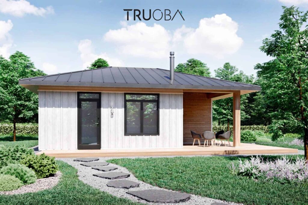 650 sqft Modern Minimalist 2-Bedroom 1-Bathroom House Plan