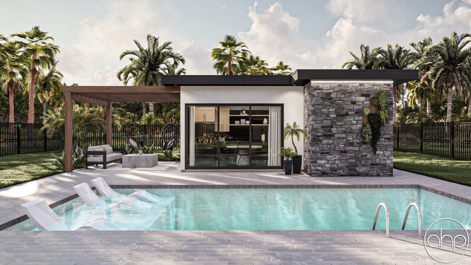 306 Sq Ft Modern Style Pool House Plan | Florgeous
