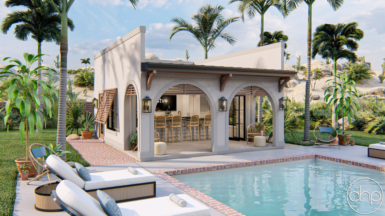 355 Sq Ft Mediterranean Pool House Plan | Florgeous
