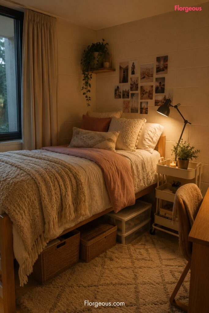 Cozy Corner With a Lamp and Throw