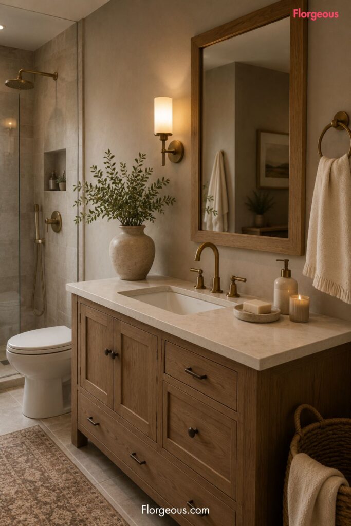 taupe walls bathroom
