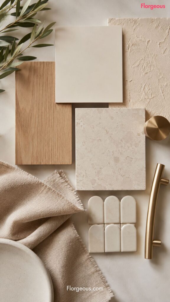 Material board for curved soft modern kitchen design