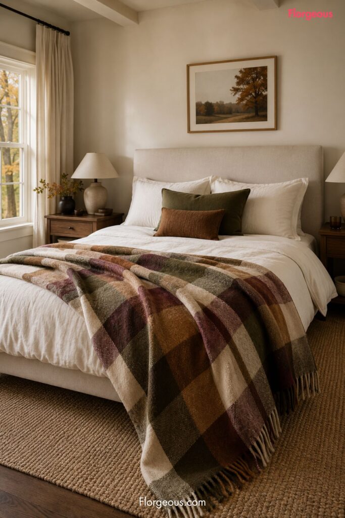 Plaid Throw Across the Bed