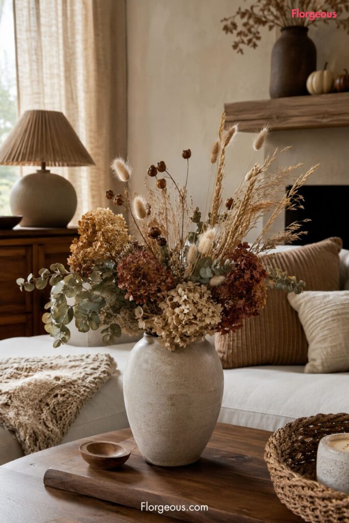 textural dried flower arrangement