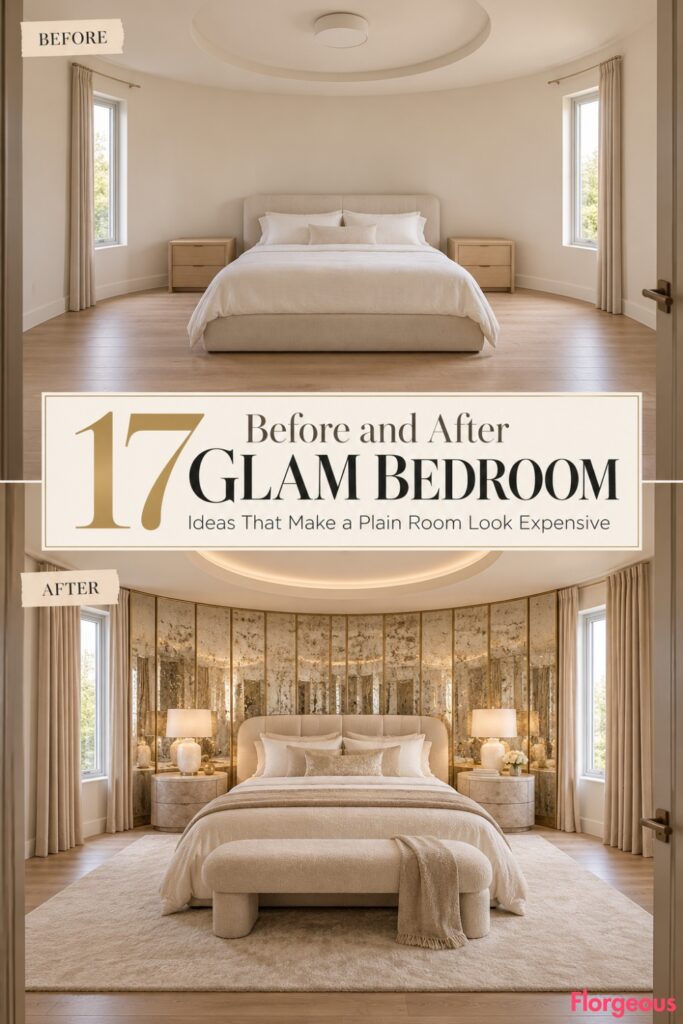 17 Before and After Glam Bedroom Ideas That Make a Plain Room Look Expensive