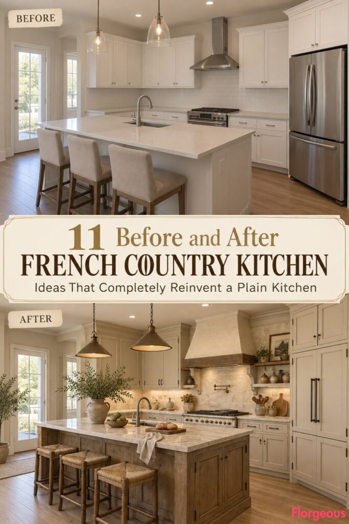 11 Before and After French Country Kitchen Ideas That Completely Reinvent a Plain Kitchen