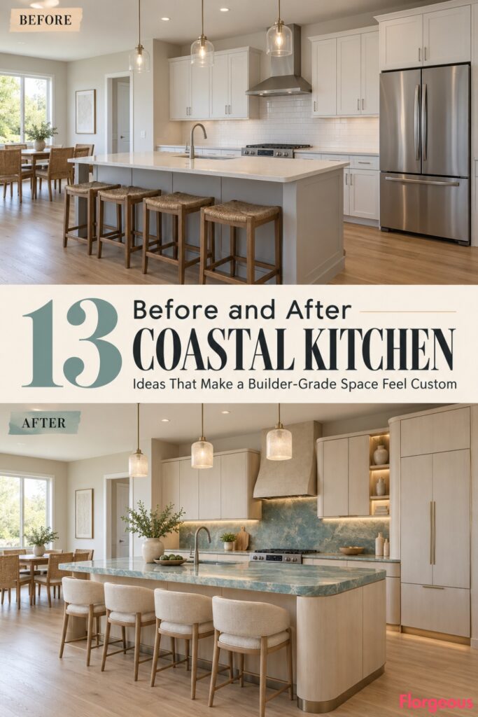 13 Before and After Coastal Kitchen Ideas That Make a Builder-Grade Space Feel Custom
