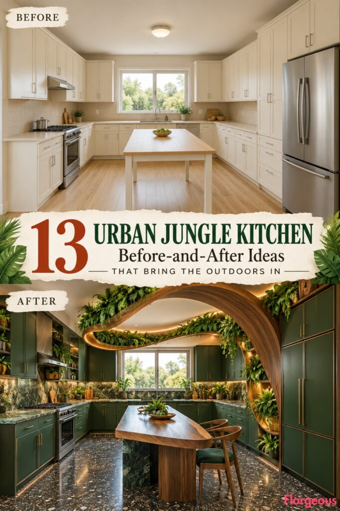 13 Urban Jungle Kitchen Before-and-After Ideas That Bring the Outdoors In