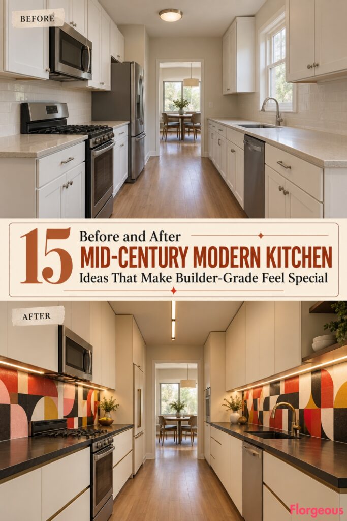 15 Before and After Mid-Century Modern Kitchen Ideas That Make Builder-Grade Feel Special