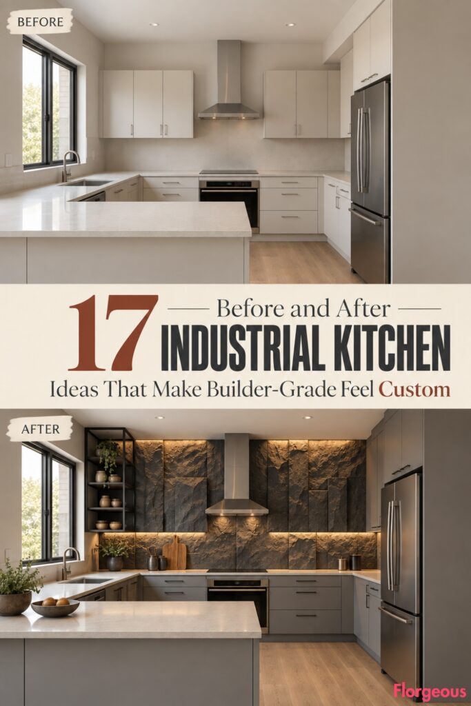 17 Before and After Industrial Kitchen Ideas That Make Builder-Grade Feel Custom