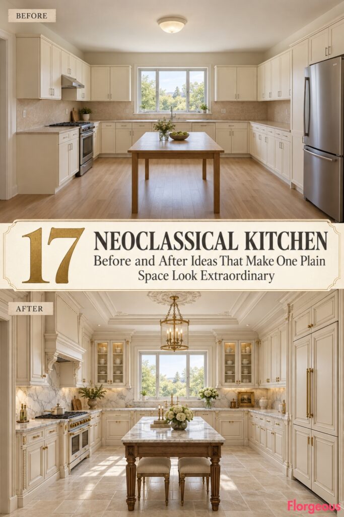 17 Neoclassical Kitchen Before and After Ideas That Make One Plain Space Look Extraordinary