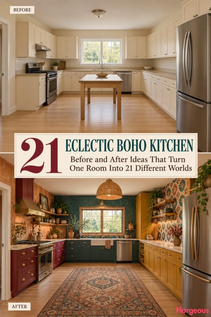 21 Eclectic Boho Kitchen Before and After Ideas That Turn One Room Into 21 Different Worlds