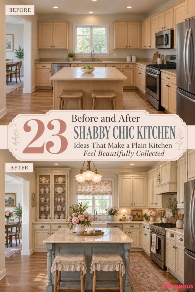 23 Before and After Shabby Chic Kitchen Ideas That Make a Plain Kitchen Feel Beautifully Collected