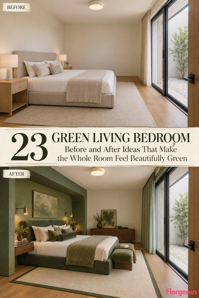 23 Green Living Bedroom Before and After Ideas That Make the Whole Room Feel Beautifully Green