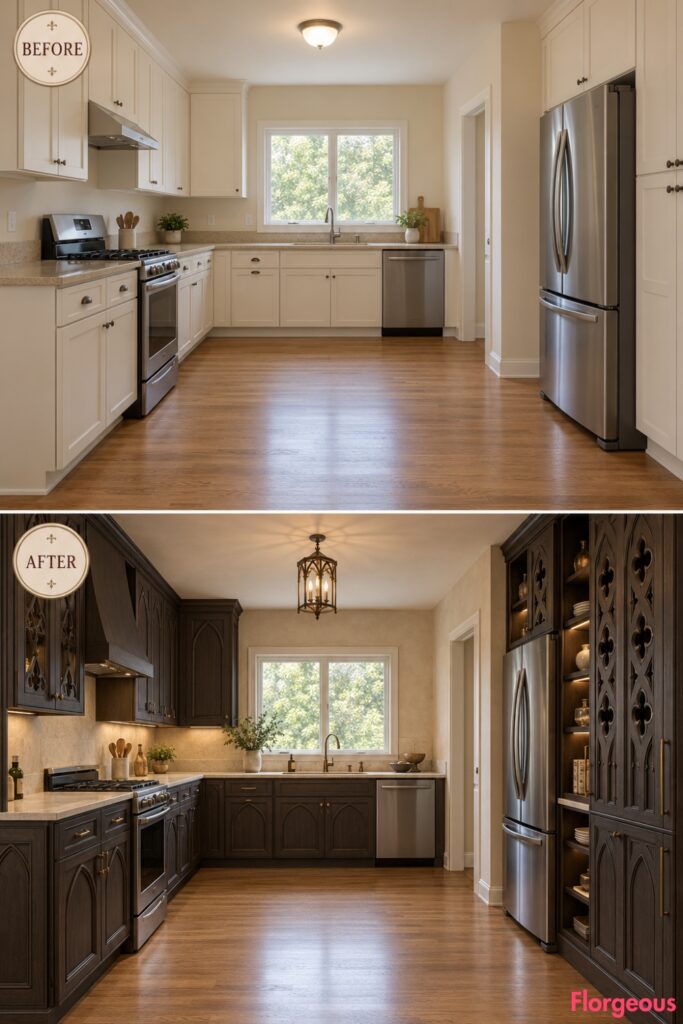 Give the Kitchen an Expressive Gothic Cabinet-Shutter System